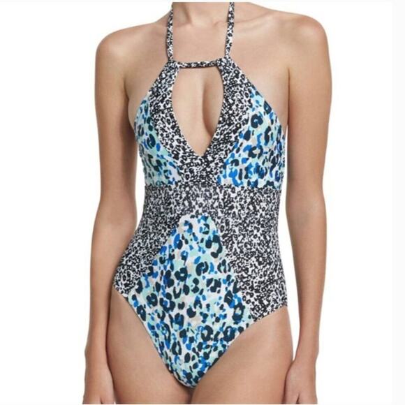 NWT * SPLENDID One Piece Halter Swimsuit in Tropic Spots One - Picture 5 of 13